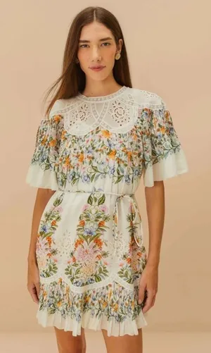 Farm Rio Off-White Sweet Bloom Bouquet Mini Dress L thumbnail 1