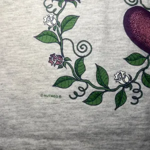 VTG 90s Nutmeg Collared T-Shirt Floral‎ Butterfly Top Womens L Cottagecore USA thumbnail 3