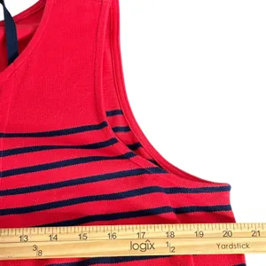 Talbots Shift Dress Size L Red Navy Striped Lace Up Knit Nautical Preppy‎ thumbnail 8