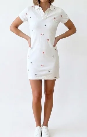 Polo Ralph Lauren Womens Polo Dress White‎ XS Mesh Mini Flower Embroidered $148 thumbnail 1