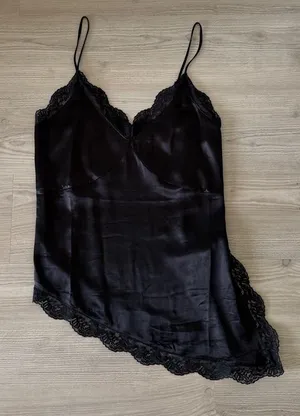 Sndys. Black Satin Lace Trim Tank thumbnail 1