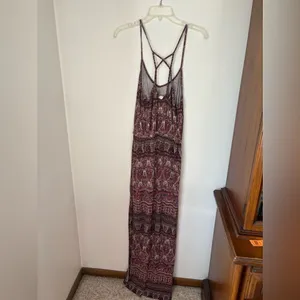 American Eagle Soft & Sexy Paisley Print Long Dress Side Slit Size M thumbnail 9