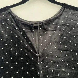 H&M Velvet Rhinestone Dress Women’s XXL Black Short Sleeve Mini Holiday Party thumbnail 5