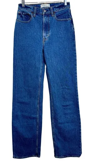 Abercrombie & Fitch The 90s Relaxed Jean High Rise Blue Denim Jeans Size 26 2 XL thumbnail 1