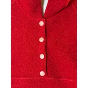 Outdoor Voices MegaFleece Snap Up Hoodie XL Red Wool Blend Fleece Pullover thumbnail 3