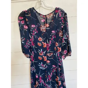 Calvin Klein Navy Blue Floral Chiffon High Low‎ Maxi Dress 4 NWT Wedding Guest thumbnail 8
