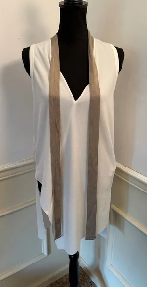 Zara Woman Basic Collection Asymmetric V-Neck Sleeveless Tunic Top Knit Scarf thumbnail 1