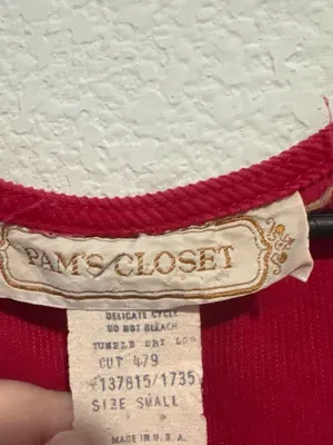 Vintage red corduroy vneck jumper with button detail Small thumbnail 2