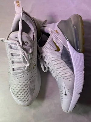 Nike Women's White and Gold Air Max 270 Sneakers thumbnail 6