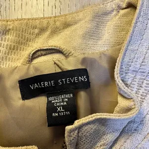 Valerie‎ Steven's women's vintage tan leather mock neck moto jacket size xl thumbnail 3
