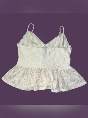 Cream lace peplum camisole top thumbnail 2