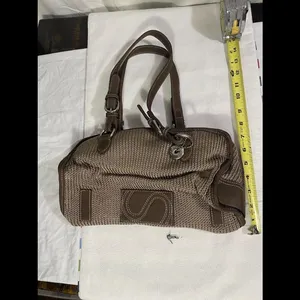 The Sak Woven Crochet Shoulder Bag Brown Taupe Satchel Purse Zip Top thumbnail 3