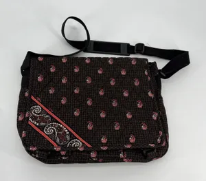 Vera Bradley Messenger Bag Brown Houndstooth Paisley‎ Quilted Laptop Crossbody thumbnail 1