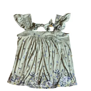 Absolutely Famous Floral Flutter Sleeve Tank - Sage Green - Size Small thumbnail 2