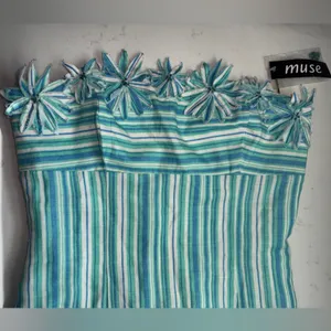 Muse Strapless Teal and White Dress with Floral Details thumbnail 7