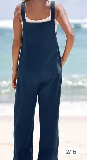 Cupshe U Neck Stylish Navy Blue Jumpsuit Size M thumbnail 1