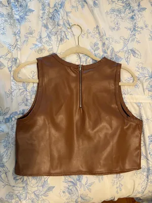 Leather vest top Brown thumbnail 3