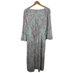 World Market Paisley Rayon‎ Kaftan Maxi Dress Size S/M Kimono Sleeve Boho Soft thumbnail 5
