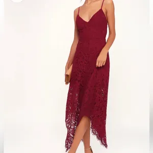 Lulus One Wish Burgundy Lace Midi Dress thumbnail 3