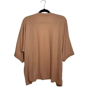 Tan Open Front Woven Kimono Sleeve Cardigan M/L thumbnail 5