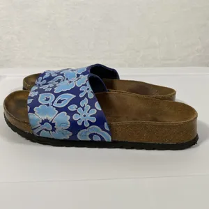 Birkis by Birkenstock Slide Sandals Blue Flower‎ Womens Size 38 Narrow W7 thumbnail 10