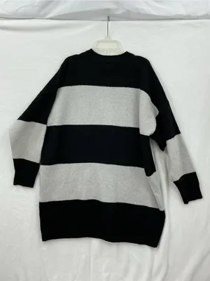 ASOS Black and Gray Wide Stripe Crewneck Sweater 1187 thumbnail 4