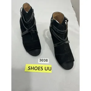 Womans Franco Sarto L Fantana 8 M Black Open Toe Zip Strappy Heel Ankle Boots thumbnail 2