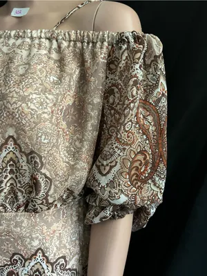 Wrangler Off-Shoulder Paisley Print Dress in Beige & Brown SM NWT thumbnail 3