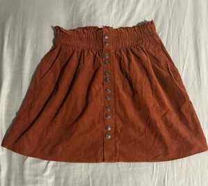 Madewell Button-Front Corduroy Burnt Orange Skirt Size S thumbnail 1