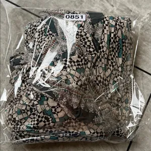 Maeve Dress Womens Small Green Geometric Mosaic Print Long Sleeve Wrap Boho thumbnail 5