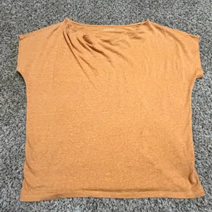 Eileen Fisher Womens Medium Orange Beaded Cowl Neck 100% Linen Boxy Top Blouse thumbnail 1