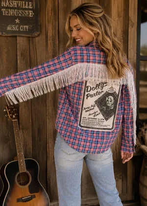 One-of-a-Kind Custom Dolly Parton Western Fringe sequin Shirt L thumbnail 1