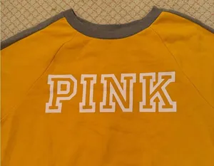 Victoria’s Secret PINK orange grey logo long sleeve women’s size medium thumbnail 3
