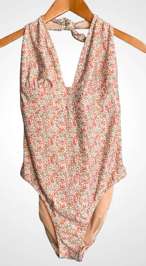 J. Crew Floral Print Halter One Piece Swimsuit Size 10 thumbnail 1