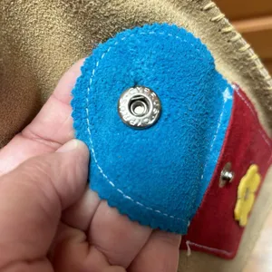 VTG Mexico Handmade Artisan Leather Suede Crossbody Purse Bag Retro Boho Tan thumbnail 8