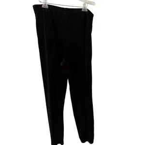 Impressions Lifestyle Women‎ Black Velvet Elastic Waist Straight Leg Pants Large thumbnail 3