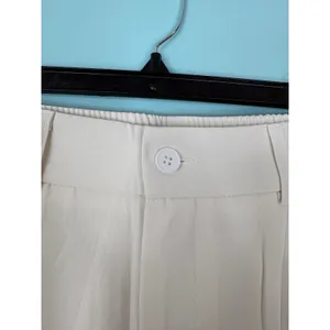 Noahella Wide Leg Pleated Trousers Cream‎ High Waist Pants Small Classic Office thumbnail 3