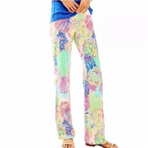 Lilly Pulitzer Georgia May Palazzo Pants Women M Multi Roar Of The‎ Seas Coastal thumbnail 2