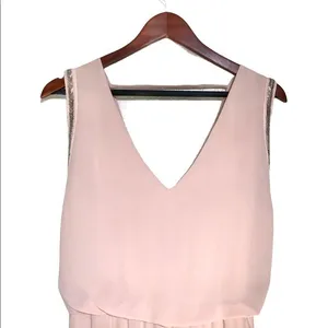 BCBGMaxazria Marlynn Sleeveless Sequin Trim Chiffon Maxi Dress Dusty Pink XXS thumbnail 4