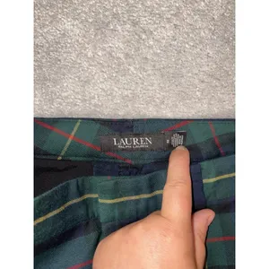 NWT‎ Lauren Ralph Lauren Plaid Tartan Cuffed Ankle Trousers Women's 2 Wool Navy thumbnail 6