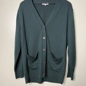 Madewell Merino Wool Boyfriend Cardigan Sweater Luxury Forest Green Size Medium thumbnail 4