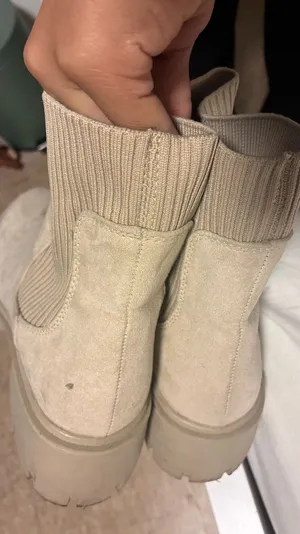 Sincerely Jules Cream Color Knit and Faux Suede Boots thumbnail 4
