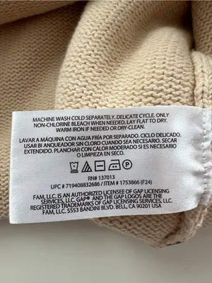 GAP Beige 100% Cotton Cropped Knit Sweater Roll Hem Long Cuffs M thumbnail 6