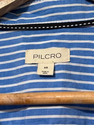 Anthropologie Pilcro Striped Sleeveless Wrap Shirt Dress Button Down XS Blue thumbnail 3