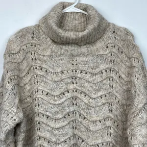 NWT * Nordstrom Oversized Chunky Longline Knit Cowl Neck Sweater in Oatmeal S/M thumbnail 3