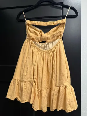 Strapless yellow mini dress thumbnail 2