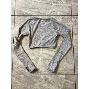 Gymshark Dry Grey Marl Long Sleeve Crop Top Keyhole Thumbhole Womens XS thumbnail 6