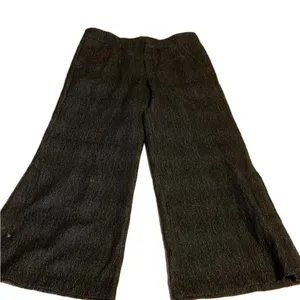 Free People Wool Blend Dark Gray Speckled Wide Leg Snap Button Hem Trousers (12) thumbnail 6