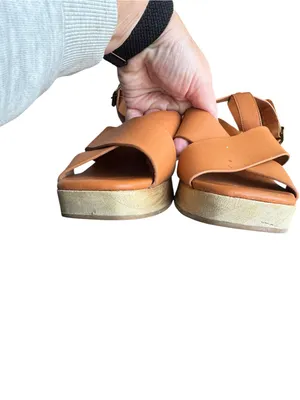 Everlane - The Clog Sandal Cognac Leather Platform Shoes Sz 10 thumbnail 5
