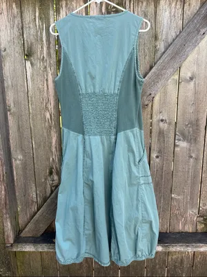 EUC XCVI WEARABLES Gibbon Tank Dress Bubble Hem Sleeveless V Neck Green Large thumbnail 11